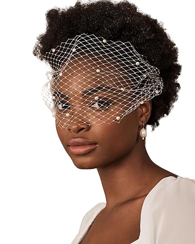 Passat Pearl Birdcage Fascinator Hat and Hair Clip - Fiesta de té y velo de boda - Sombrero de píldora Derby - Diadema de jaula de pájaros nupcial