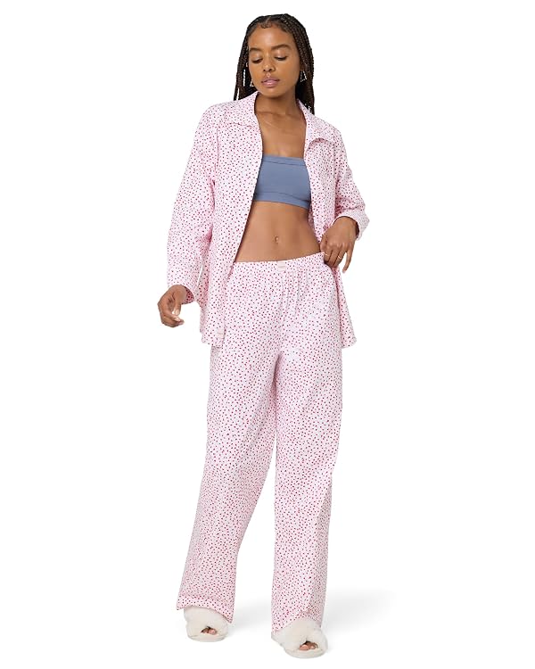 florence by mills Womens Couch Date Collection Easy Mid-Rise Sleep Pant, Red Heart Print, Small by florence by mills - Image 4