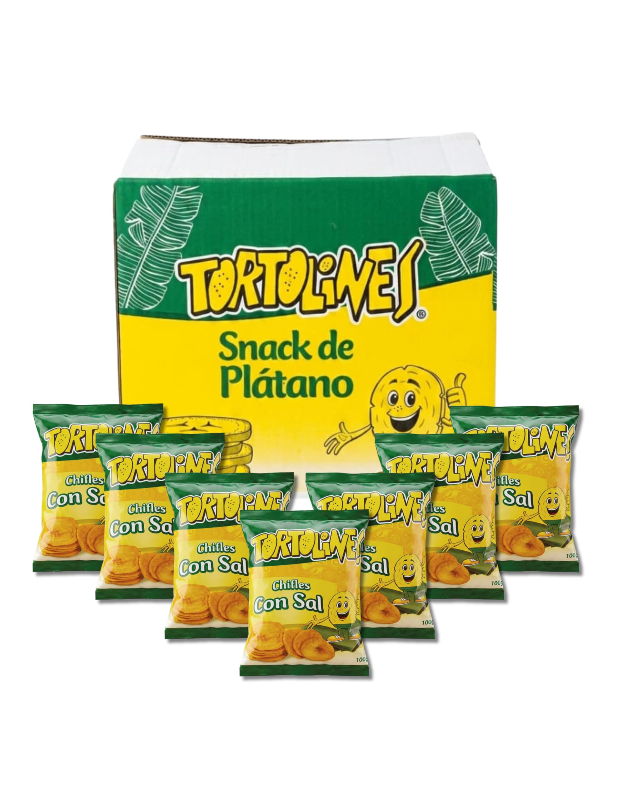 Chifles Con Sal - Pack de 30 Bolsas - Chips de Plátano Ecuatorianos Originales - 100 gramos - Tortoline, GOYA - Snack Crujiente y Natural de Ecuador - NEXU