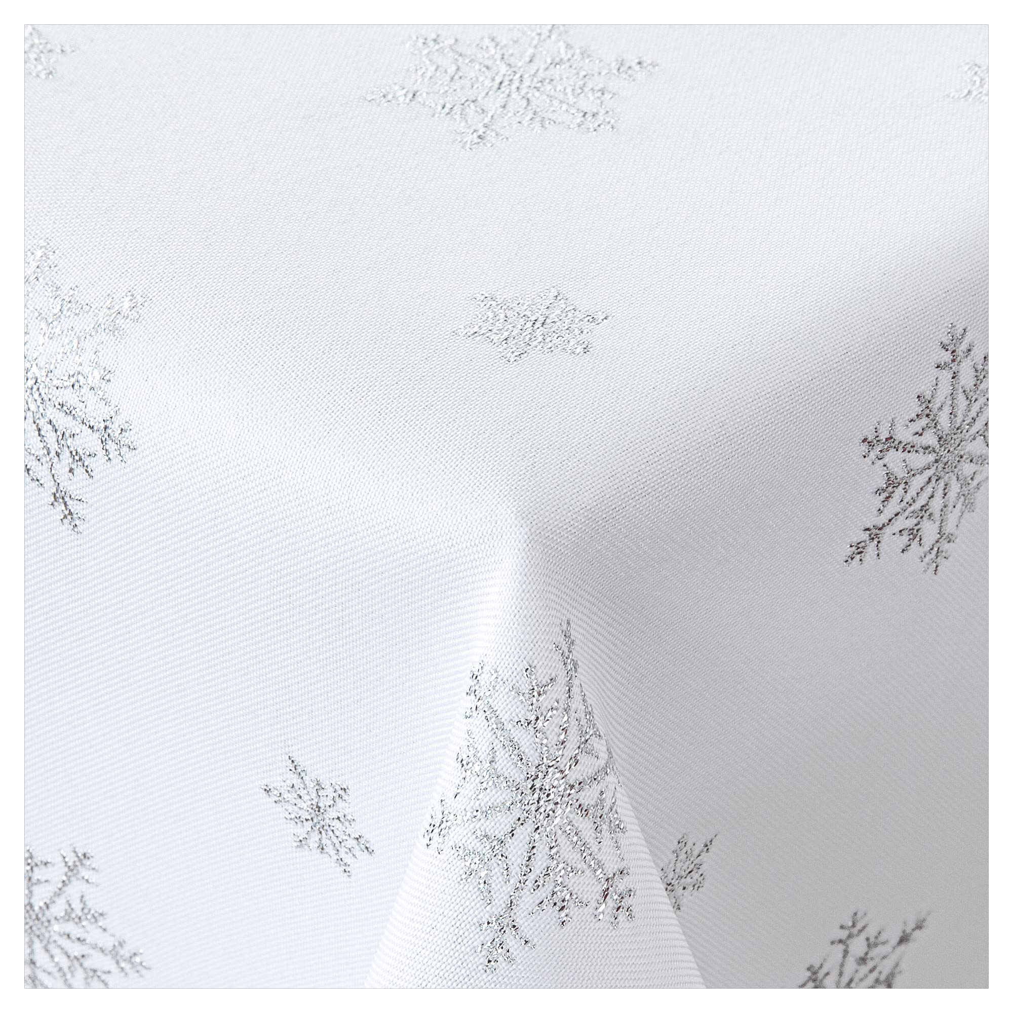 StoffTex Nappe de Noël - Nappe de Noël - Durable et résistante aux rayures - Décoration de table festive de Noël - Motif de Noël (blanc/argenté, style 1, 140 x 240 cm)
