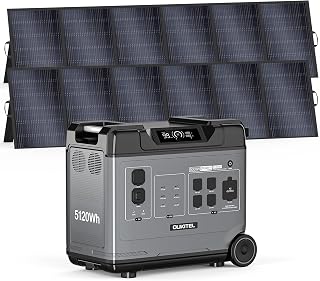 Oukitel BP5000 Pro MAX (5120Wh/5000W) Solar Generator with 2 * 500W Solar Panel, 120V/240V Split Phase Output, 9000W Peak Power Station for Home Emergency Backup, Off-Grid, Camping & RV