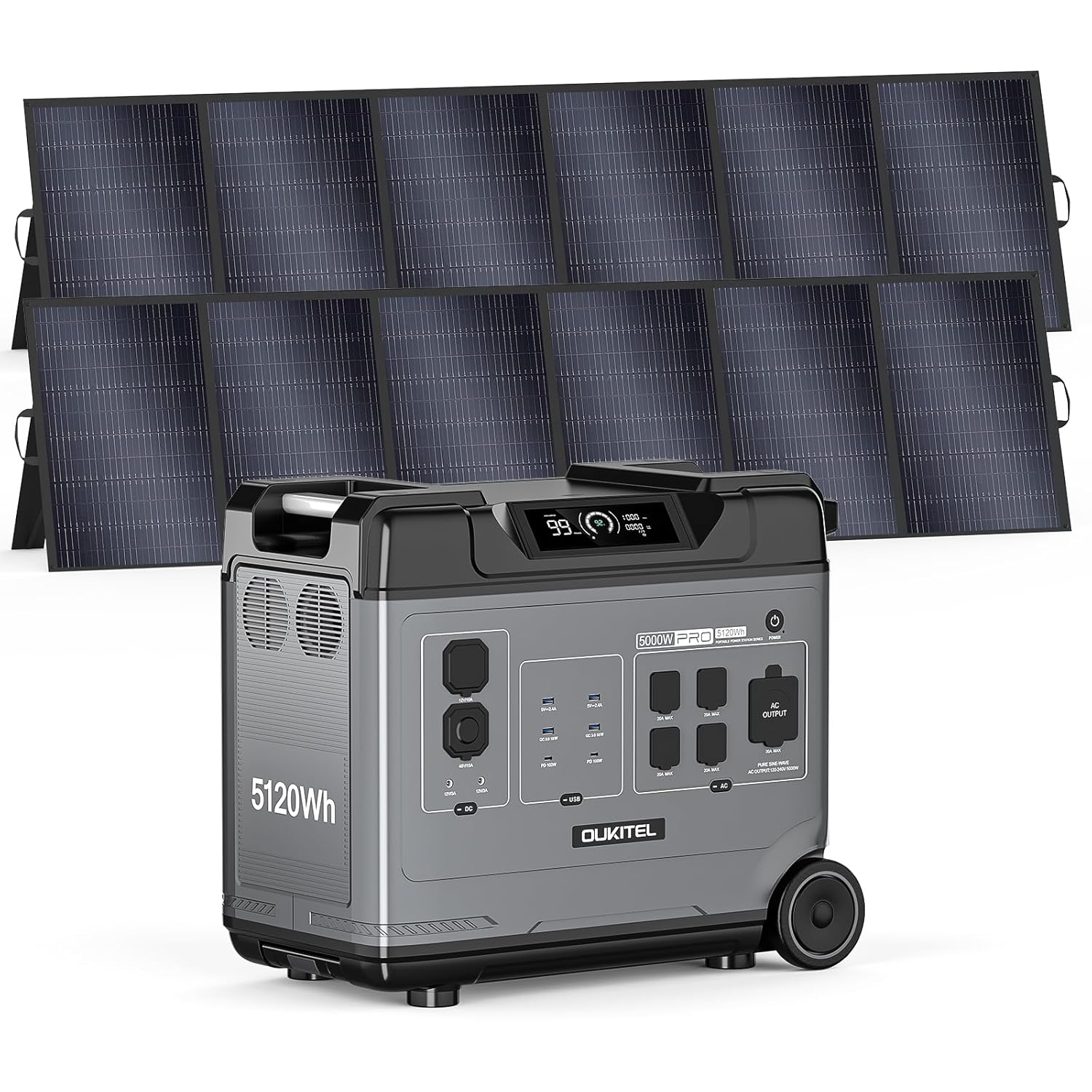 BP5000 Pro Max 5000W Solar Generator with 2x500W Panels 5120Wh Solar power station with 4 AC Outlets 9000W