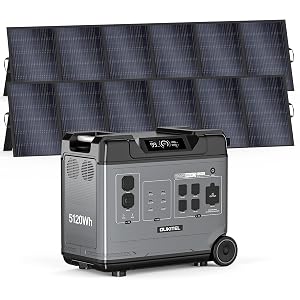 BP5000 Pro Max 5000W Solar Generator with 2x500W Panels 5120Wh Solar power station with 4 AC Outlets 9000W
