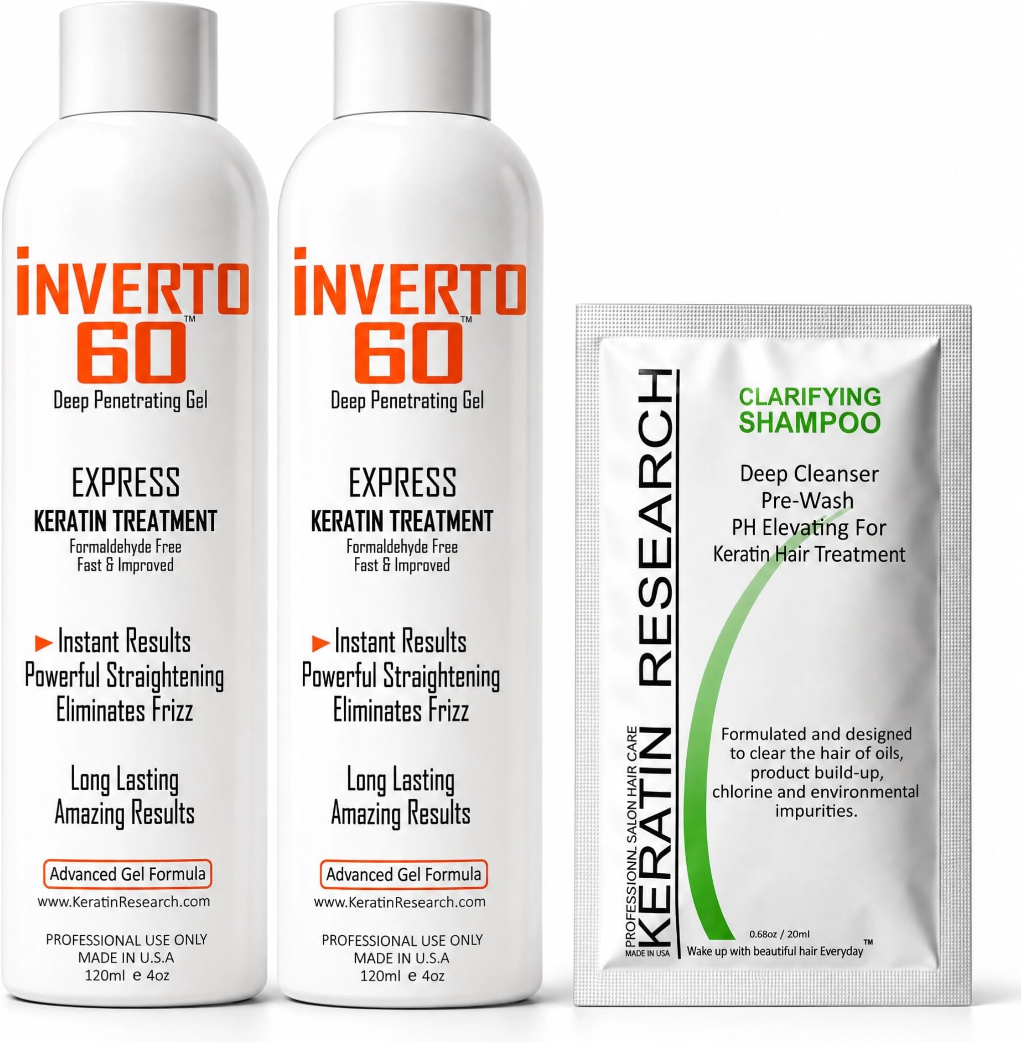 INVERTO 60 Advanced Gel Complex Brazilian Keratin Hair Blowout Treatment Formaldehyde Free Straightening Smoothing and Repairing Damaged Hair Keratin Research (Long Hair-240ml)