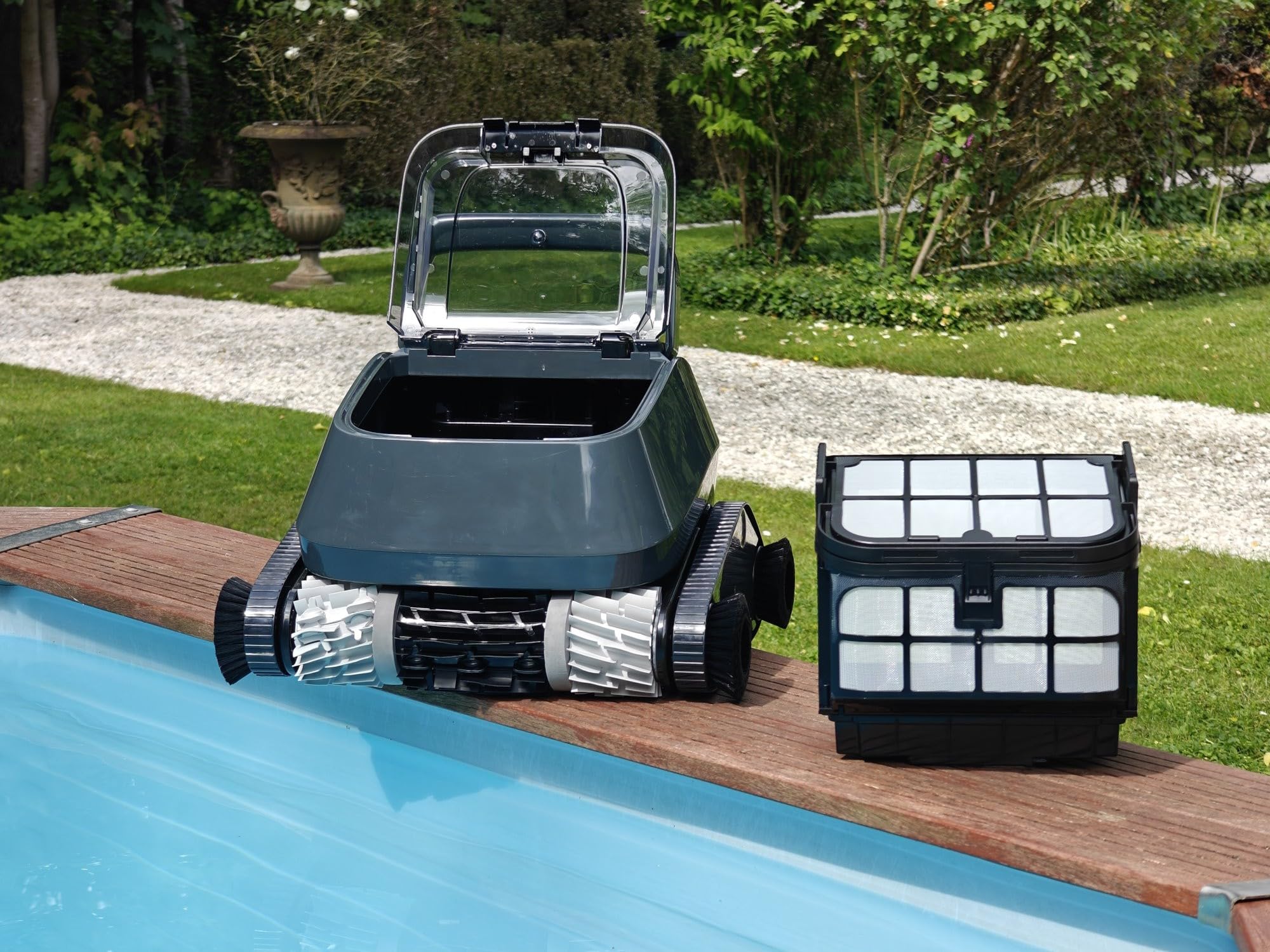 8STREME - Robot Piscine Électrique Fond et Parois 7320-HT avec Brosses Mixtes PVC + Mousse| Cycles de Nettoyage 1H ou 3H| Visualisation du Contenu du Panier | pour Piscines jusqu'à 11x5.50m