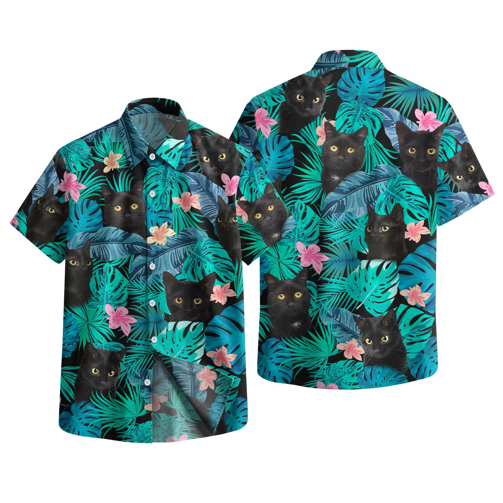 GEPOS Summer Dog Lover Print Casual Hawaiian Shirt, Tropical Cute Animal Design Button Shirt, Birthday Gifts, Small