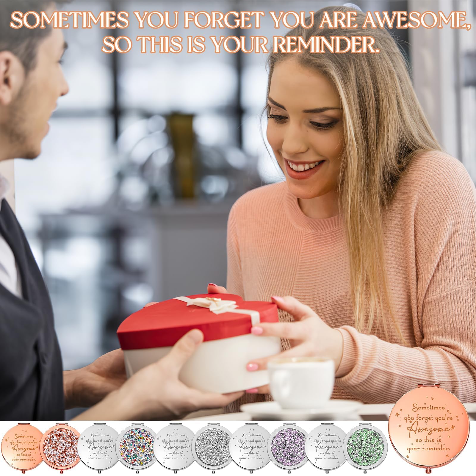 10 mini specchi compatti a forma di diamante, tascabili, rotondi, per borsa, portatili, pieghevoli, con ingrandimento 1X/2X, per borse da viaggio, portafogli, regali per donne e ragazze