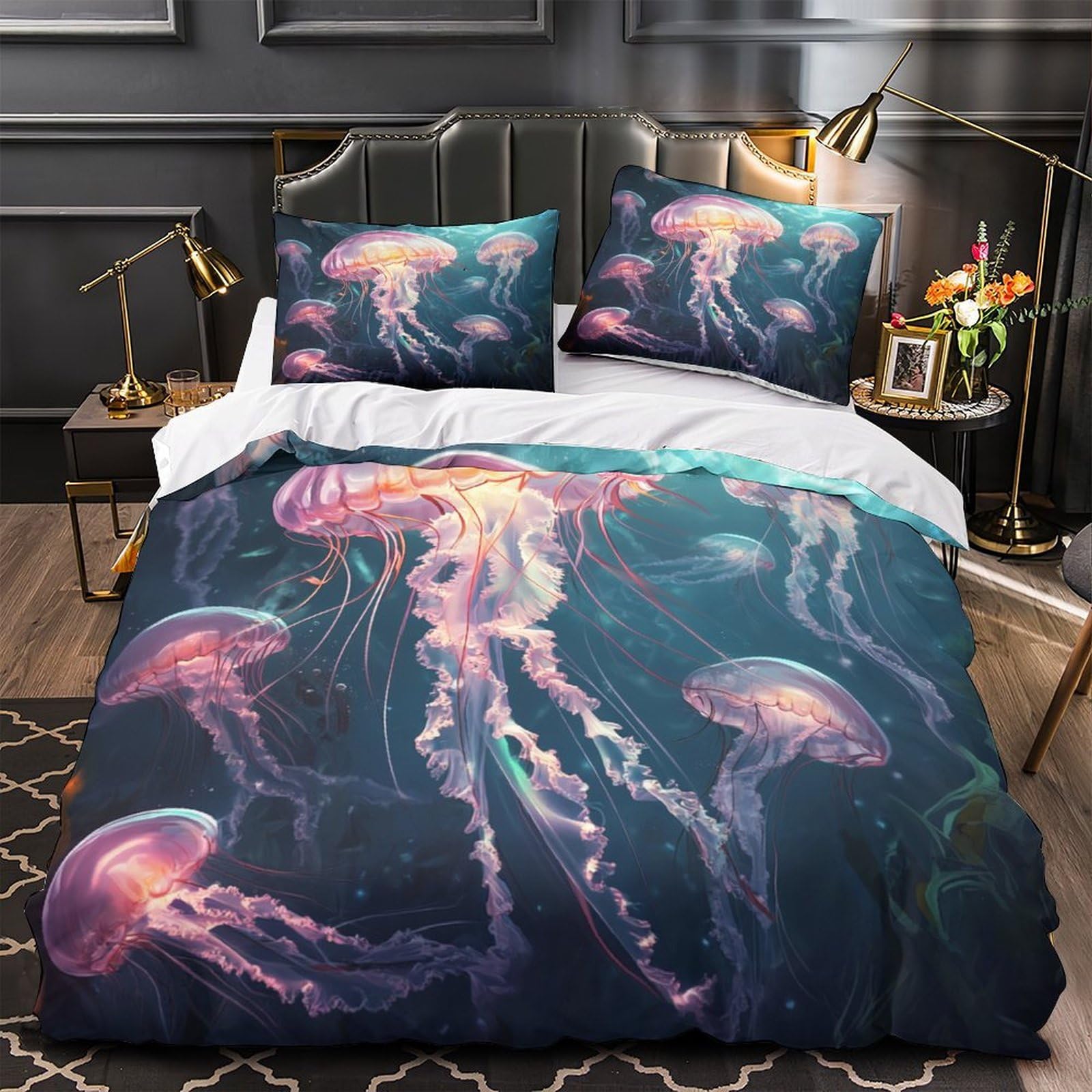 Parure de lit girafe fumant en microfibre douce 260x220 cm pour lit adulte Super King