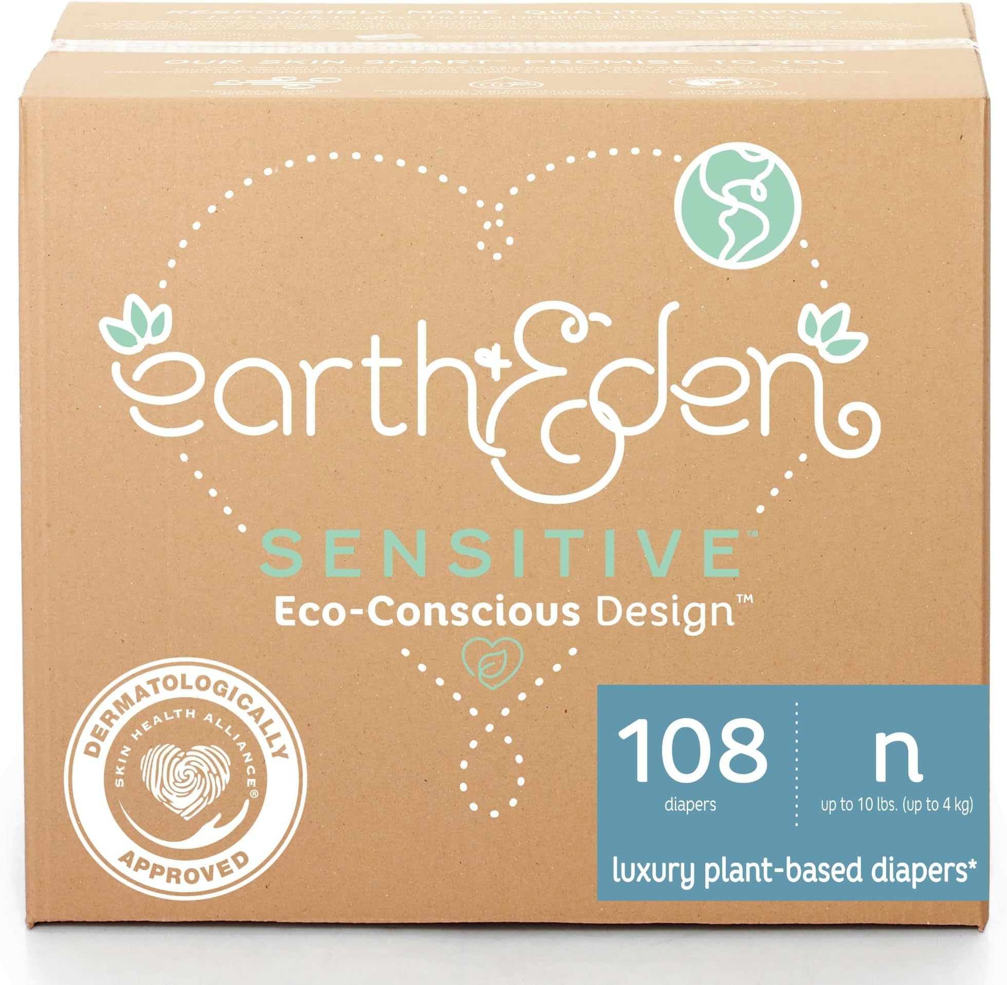 - Sensitive Baby Diapers, Newborn, No Harsh Chemicals, 108 ct | Eco-Conscious, Hypoallergenic, No Harsh Chemicals, Dermatologically Approved