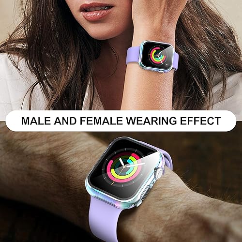 Vista 37 de Paquete de 2 fundas protectoras de pantalla de vidrio templado para Apple Watch Series 6/5/4/Series SE/SE 2/SE 3 de 1.575 pulgadas, funda protectora