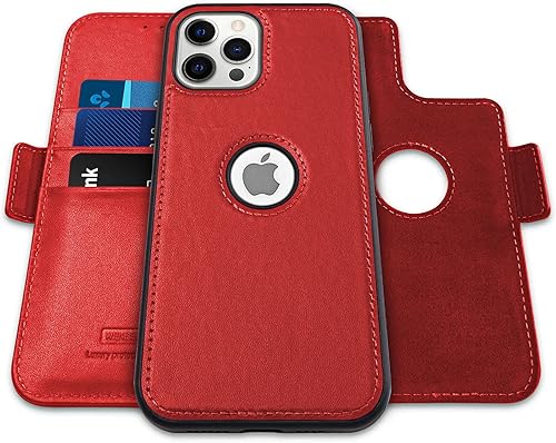 Miniatura 8 de Funda para iPhone 12 5Gpara iPhone 12 Pro 5G (6.1 pulgadas), magnética desmontable 2 en 1, TPU a prueba de golpes, funda de piel auténtica,