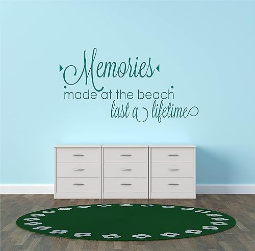 Adhesivo decorativo para pared, diseño de recuerdos hechos en la playa, frase de amor, playa, agua, océano, sol, vacaciones, verano, tamaño: 8 x 20
