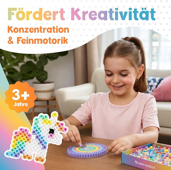 MUTKIND® 1500x Bügelperlen Groß 10mm [10 Tolle Pastell Farben] - Für Kinder ab 3 Jahren - Extra Leicht zu Greifen - XL Große Bügelperlen Maxi Steckperlen Set - Inkl. 50 kreativen Vorlagen zum Download - 4
