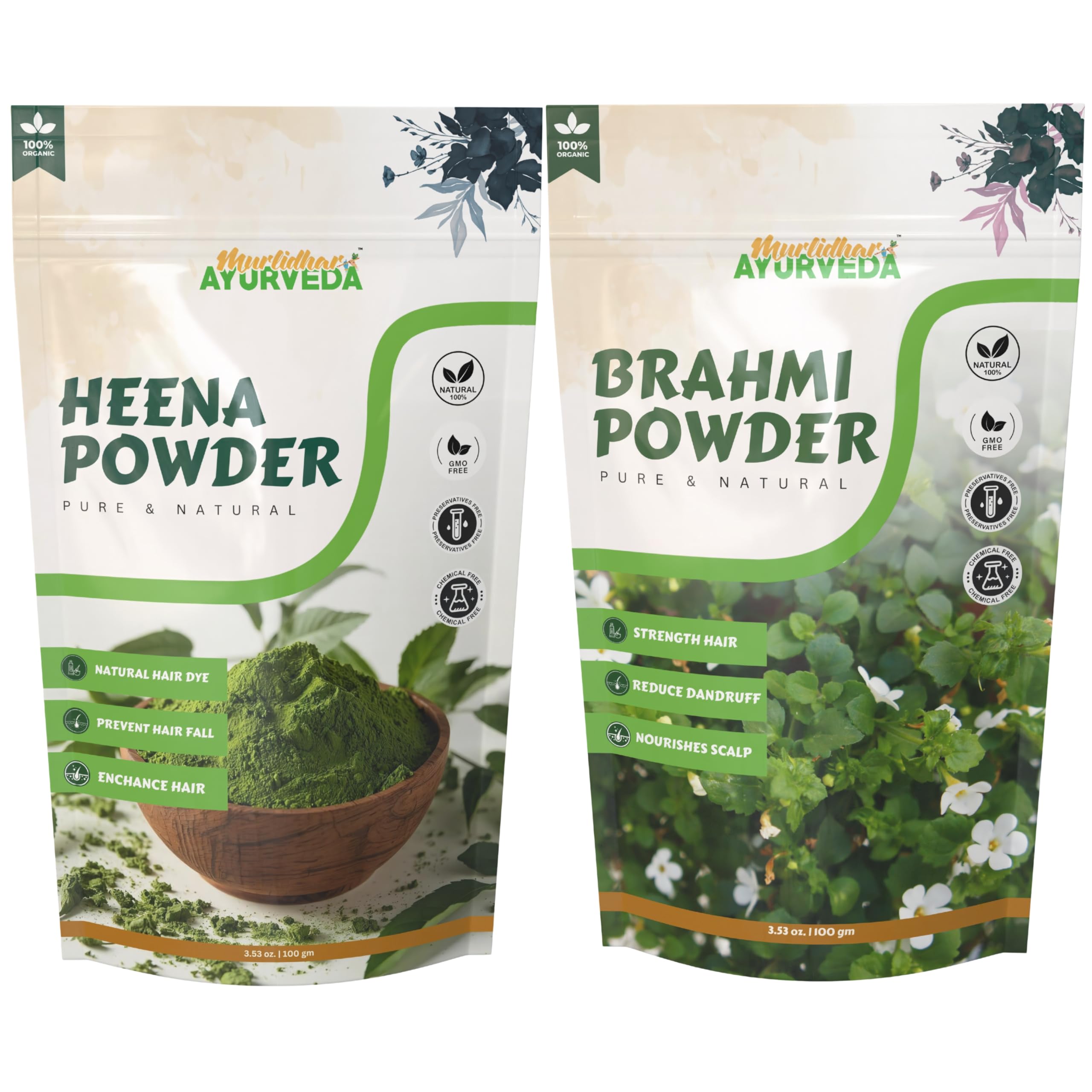 Henna & Brahmi Hair Care Pack (Combo set 100gm Each) Natural Ayurvedic Herbal Powder for Healthy Hair, Conditioning, and Scalp Nourishment | Chemical-Free, Pure & Organic-image-32