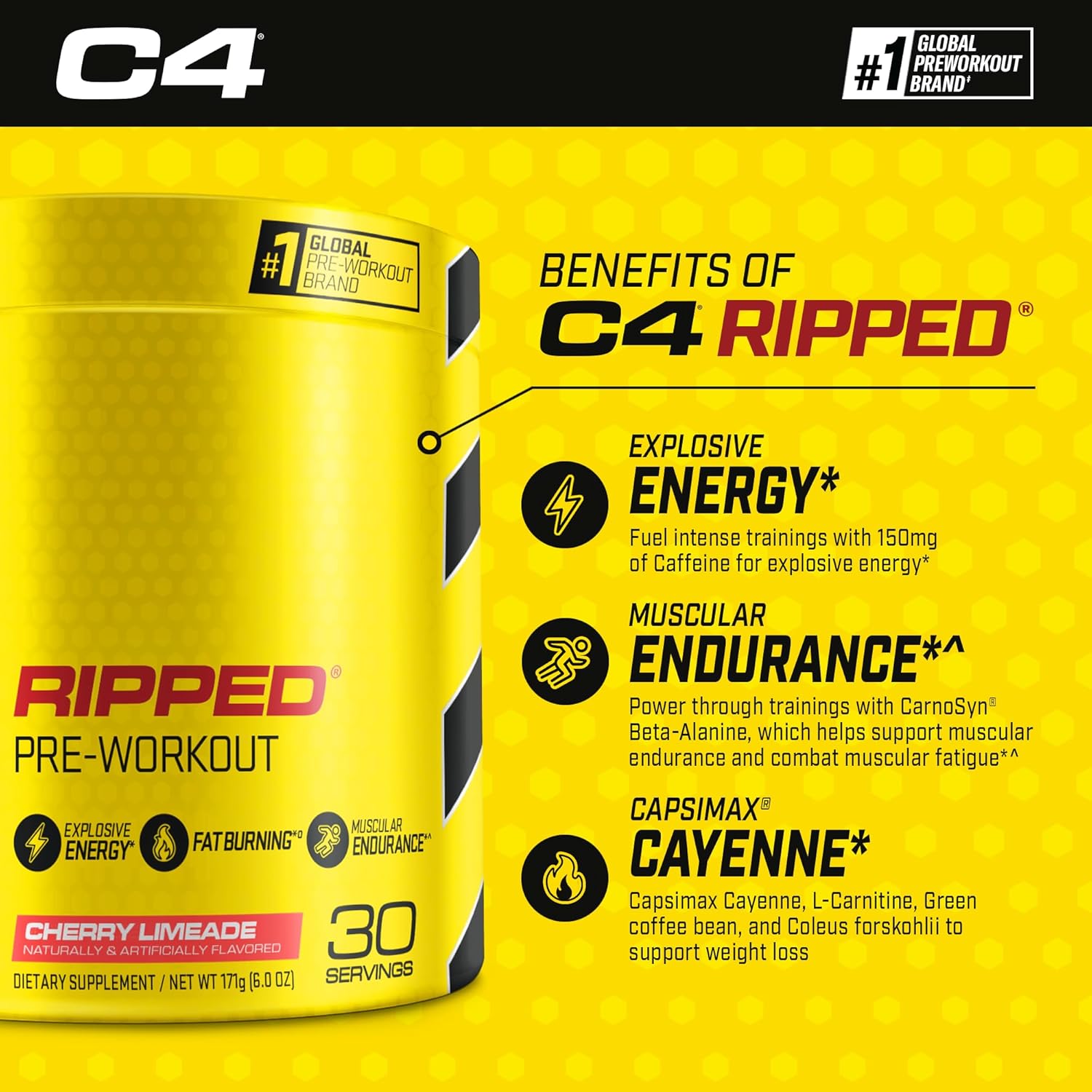 C4 Ripped & SuperHD, The Thermogenic Bundle, C4 Ripped Pre Workout Powder, Cherry Limeade 30 Servings + SuperHD with Capsimax and Green Tea Extract, 60 Servings