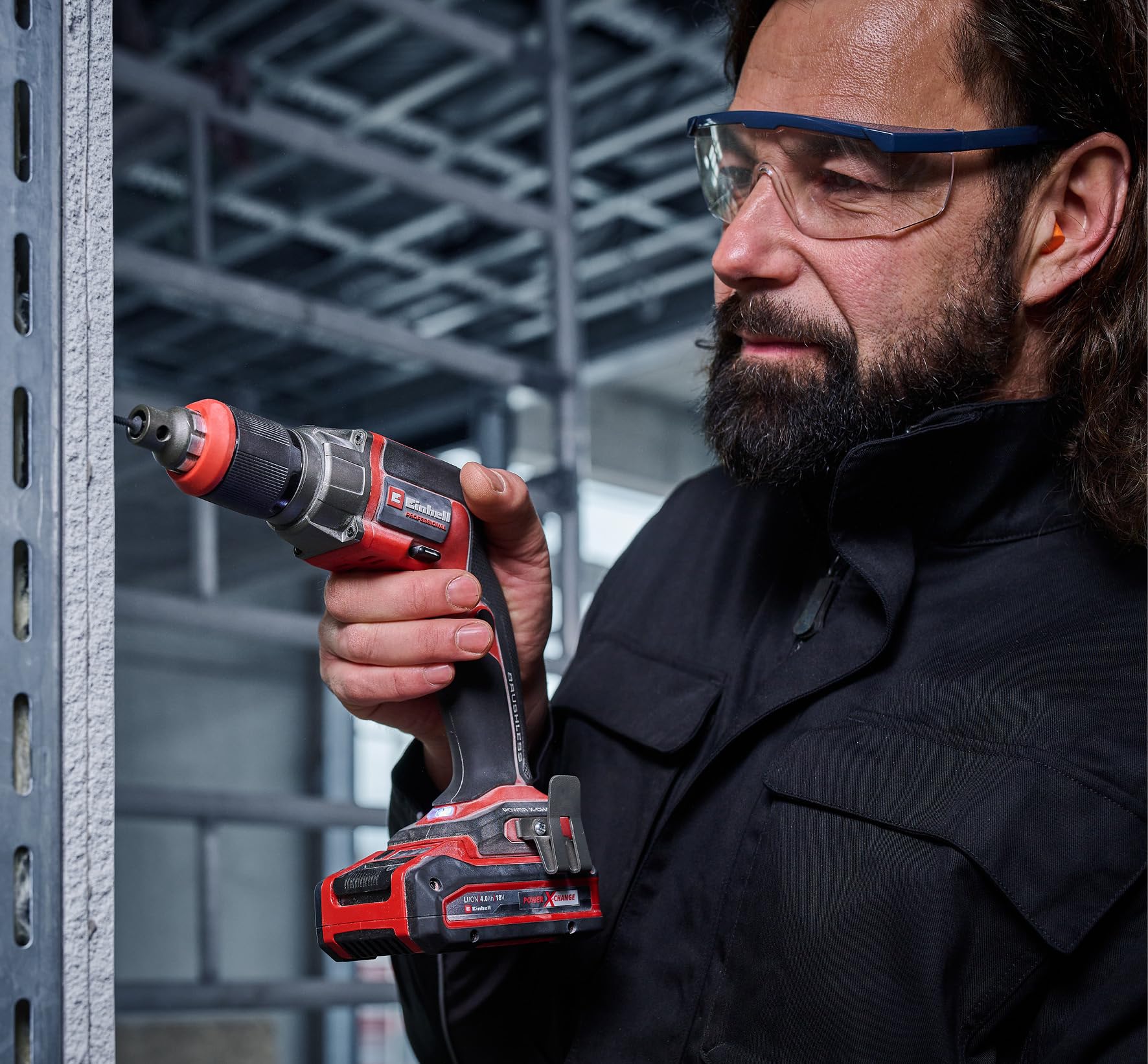 Einhell Professional Akku-Trockenbauschrauber TP-DY 18 Li BL + Magazine Power X-Change (18 V, Tiefenanschlag, inkl. Magazinaufsatz, 2x Bit, E-Case, inkl. 4,0 Ah PLUS Akku & Ladegerät)