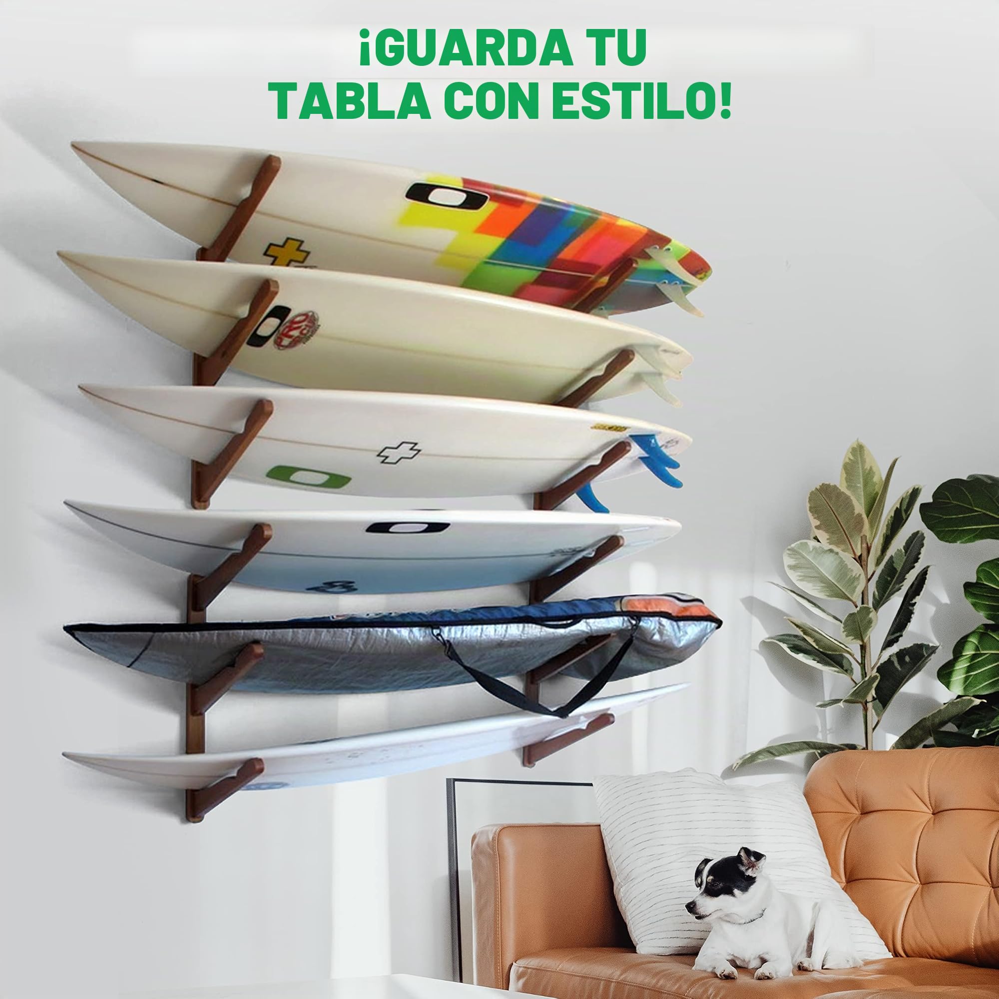 COR Surf Soporte de Pared para Tres Tablas | sostiene 3 Tablas de Surf | Expositor para Tablas de Surf | Longboard Shortboard | Junta Kite | Snowboard