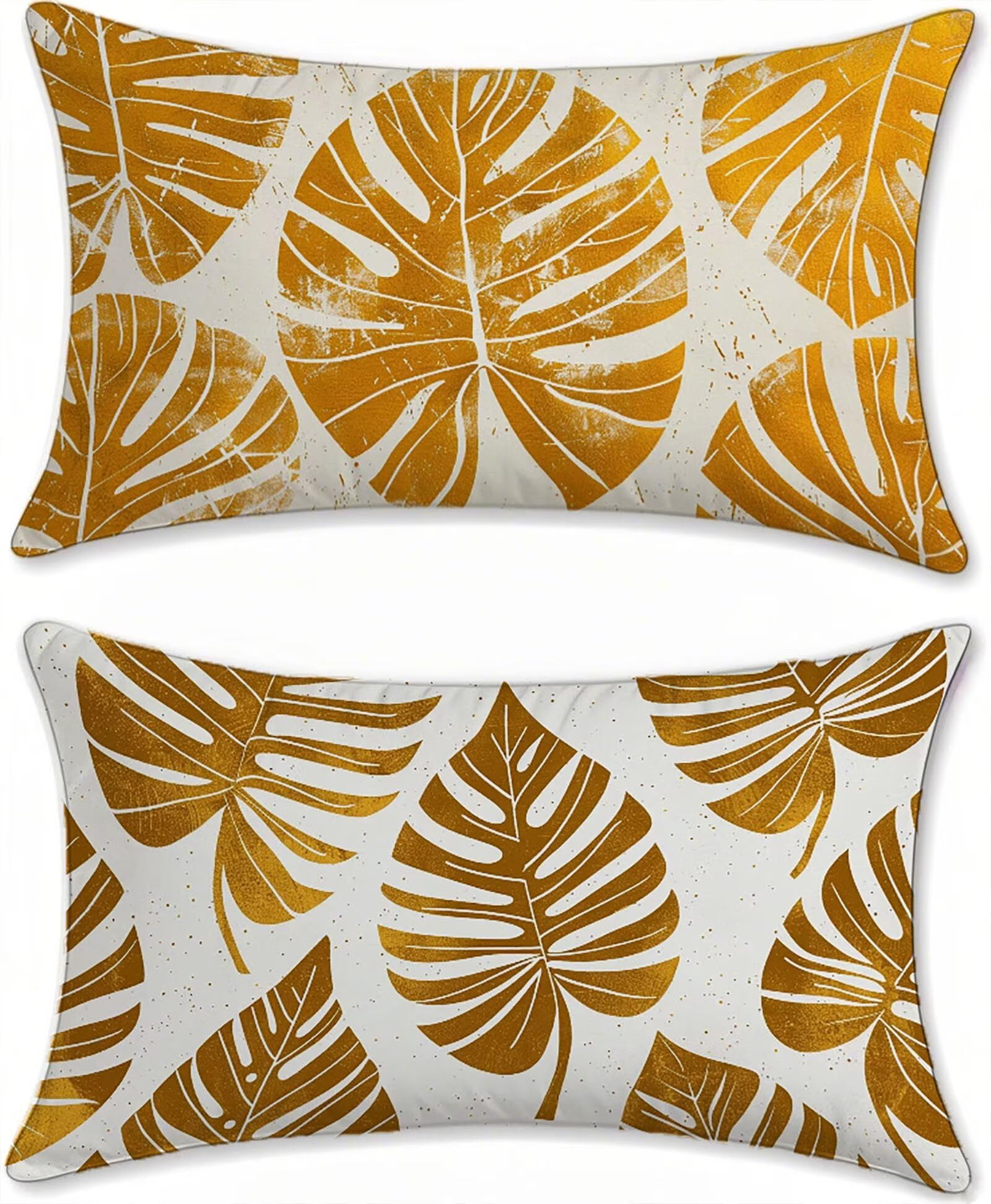 Housse coussin exterieur impermeable jaune 50x90 lot de 2 taie oreiller canape jardin