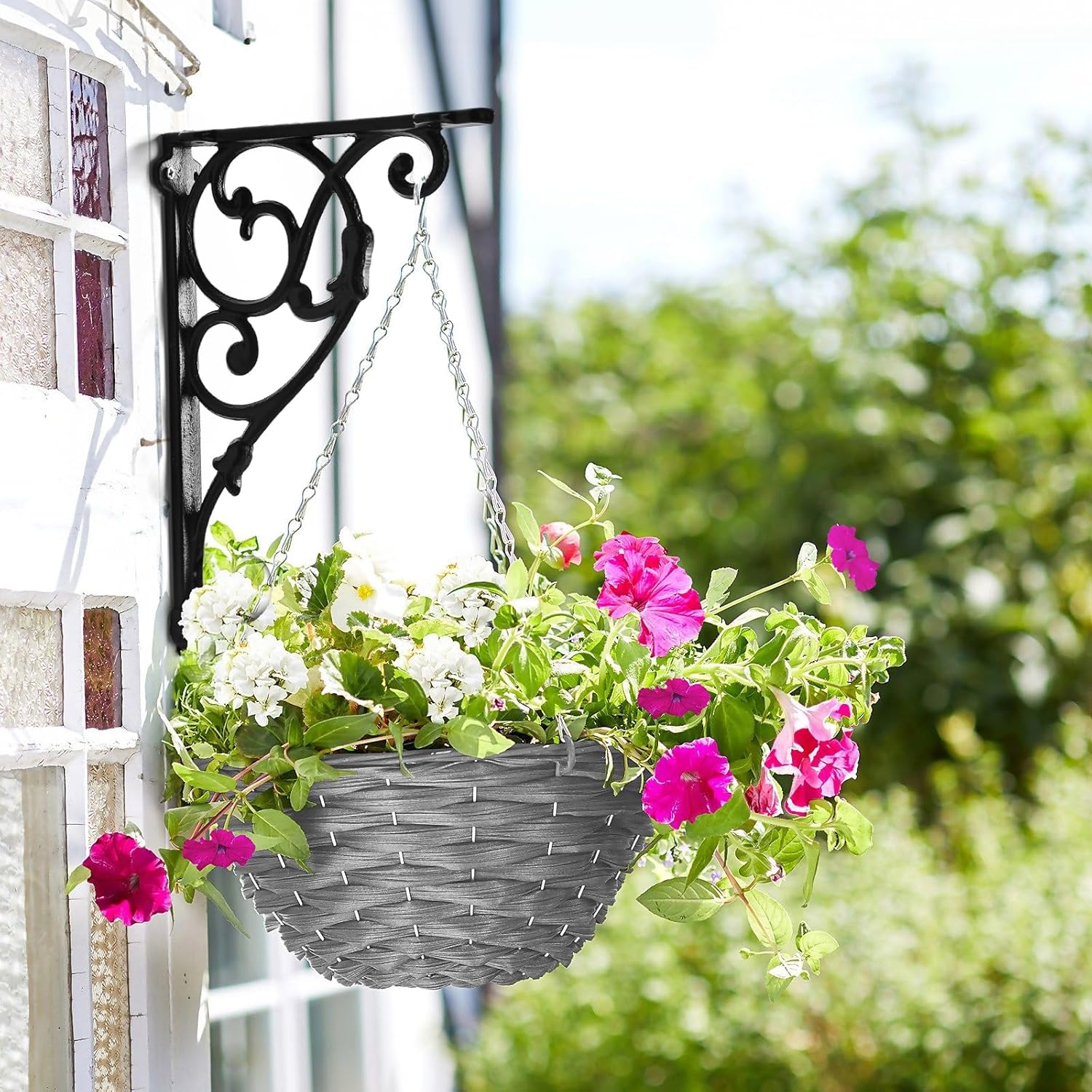 Hanging Planter Brackets, Black Iron, Heavy Duty, Rust Resistant, 2 Pcs, Wall Mount, 11-Inch, Indoor/Outdoor, Planter Brackets Hooks