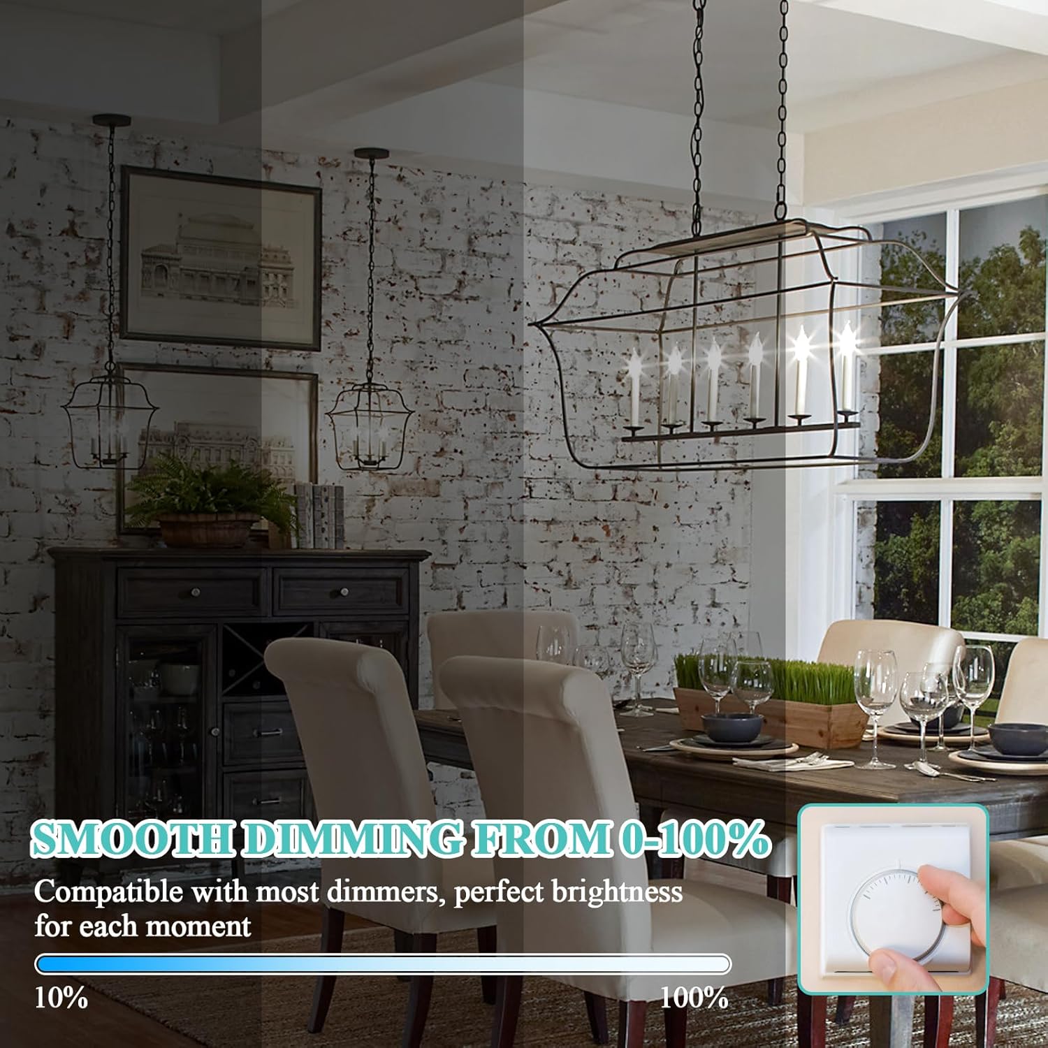 24 Packs E12 Candelabra LED Light Bulbs 60 Watt Equivalent, 5000K Daylight White 6W 630LM Dimmable Chandelier Light Bulb, Vintage LED Filament Clear Glass Candle Light Bulbs, 90+ CRI, No Flicker