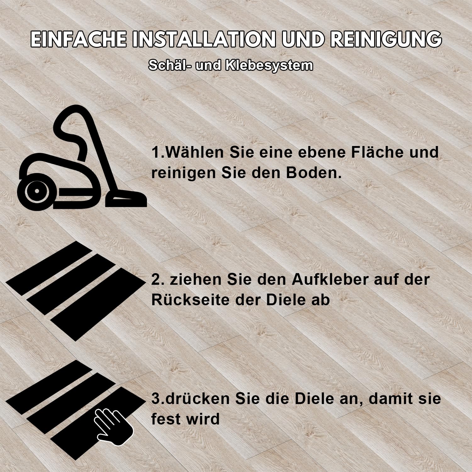Eulenke PVC Bodenbelag Selbstklebend Vinylboden ca.0.99 m², Rutschfeste Dekor, Selbstklebende Dielen für Fußbodenheizung, Wasserfest Schwer Entflammbar Holzoptik(7 Fliesen, Eiche Nacht)