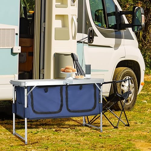Vista 47 de Outvita Mesa de camping plegable portátil de 2.3 pies, mesa de picnic impermeable al aire libre, maleta ligera de aluminio, mesa plegable