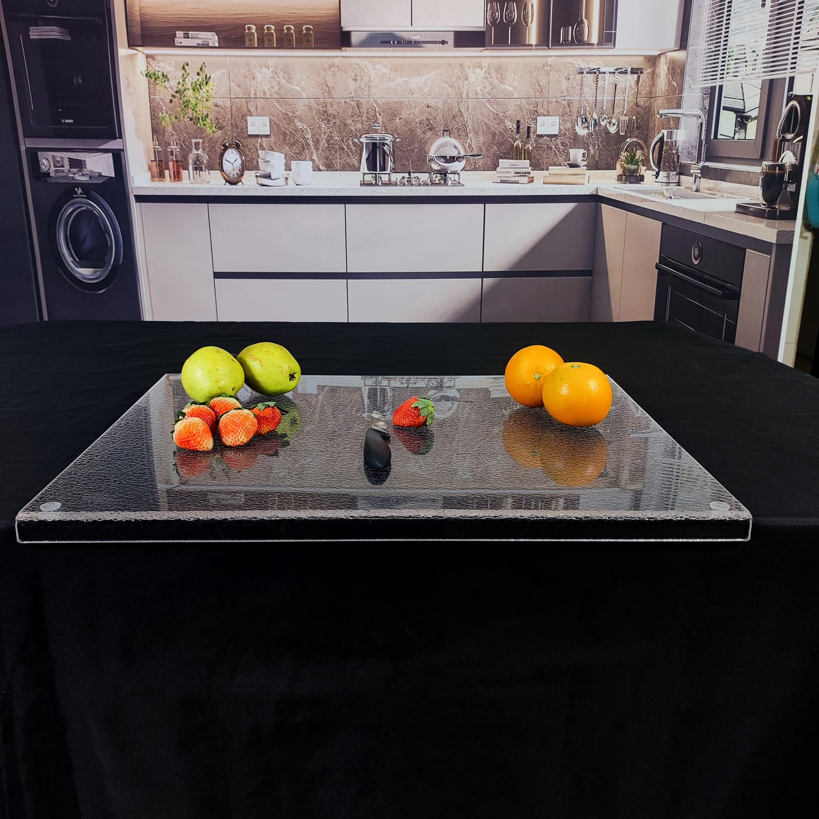 ZEDEGLOWAcrylic Cutting Board with Counter Lip,2024 Upgraded Thicker Clear Cutting Boards for Kitchen Non-Slip,Acrylic Cutting Boards for Kitchen Counter to Hide Scratches (18" x 14.7)