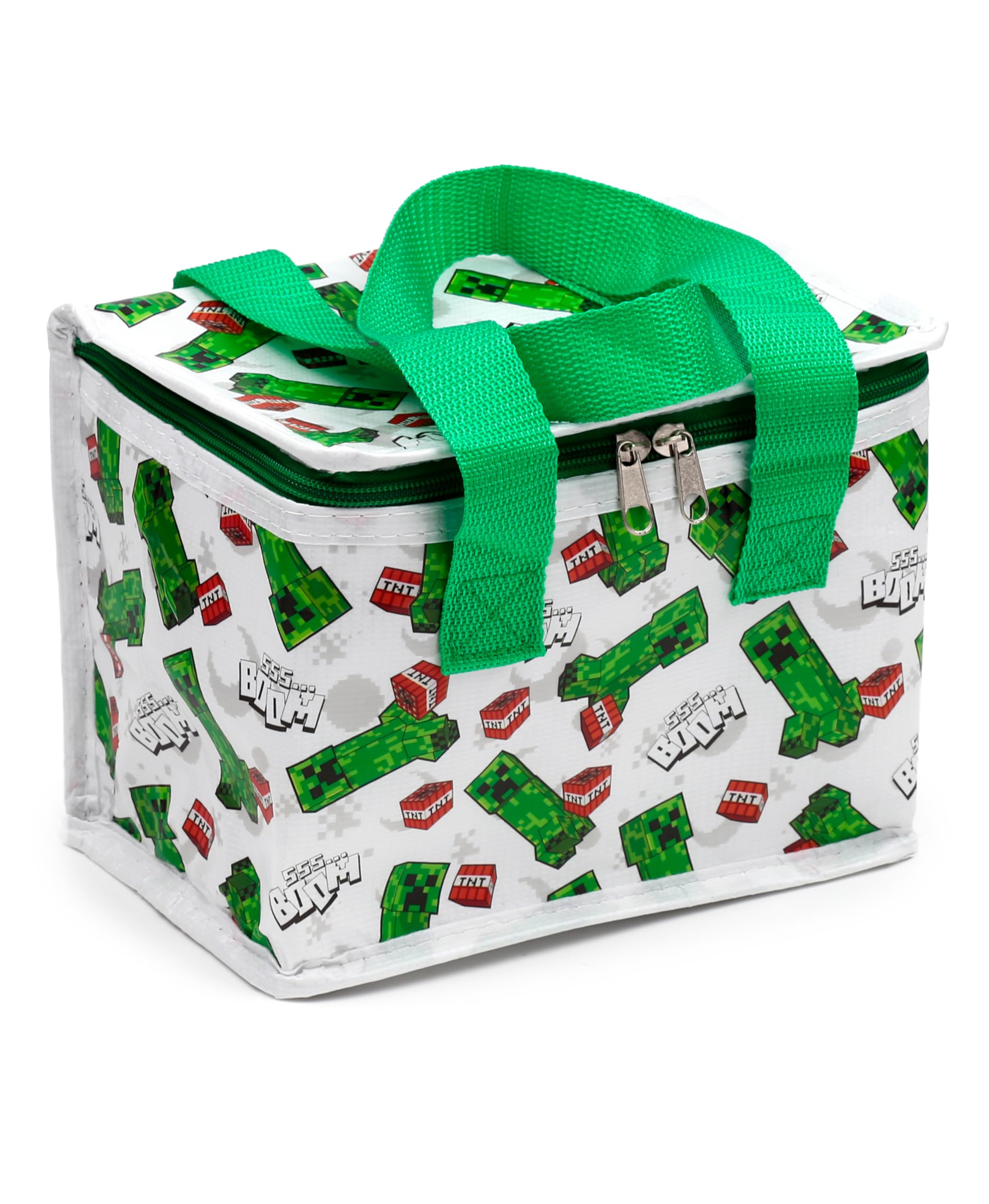 Puckator RPET Cool Bag Lunch Bag Minecraft Creeper & TNT - Made from Recycled Plastic Bottle - Insulated Lunch Bag for Women Men Children - Lunch Box Bag for Work & School - Beach Picnic Accessories