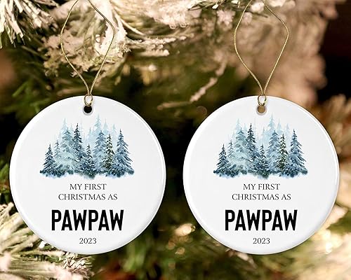 Miniatura 3 de My First Christmas As Pawpaw 2023 Adorno redondo para árbol de Navidad, regalos para papaya, recuerdo de nietos, adorno de árbol de Navidad de