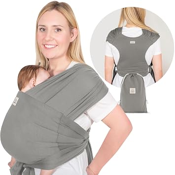 KeaBabies Baby Wrap Carrier Ring Sling, D-Lite Baby Carrier Graphite