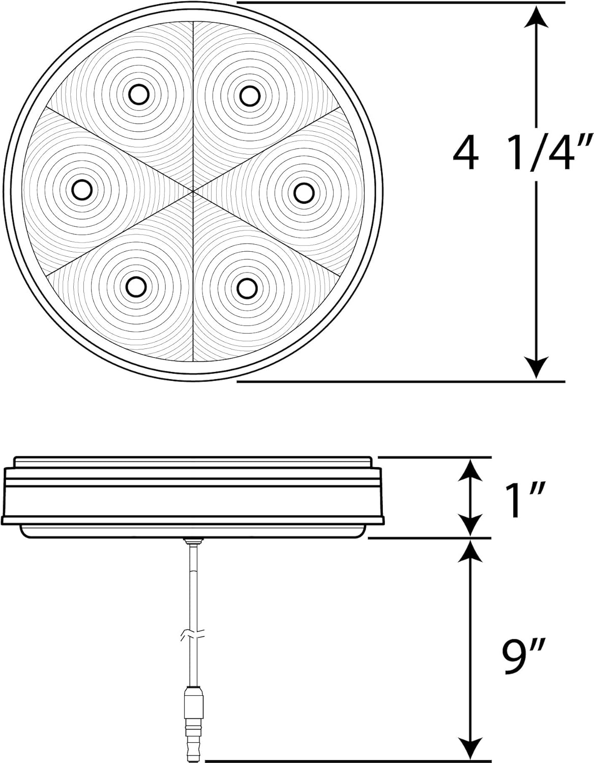 Optronics STL13RH3BP STL13 Series 4" Round Sealed LED Stop/Turn/Tail Light, Red