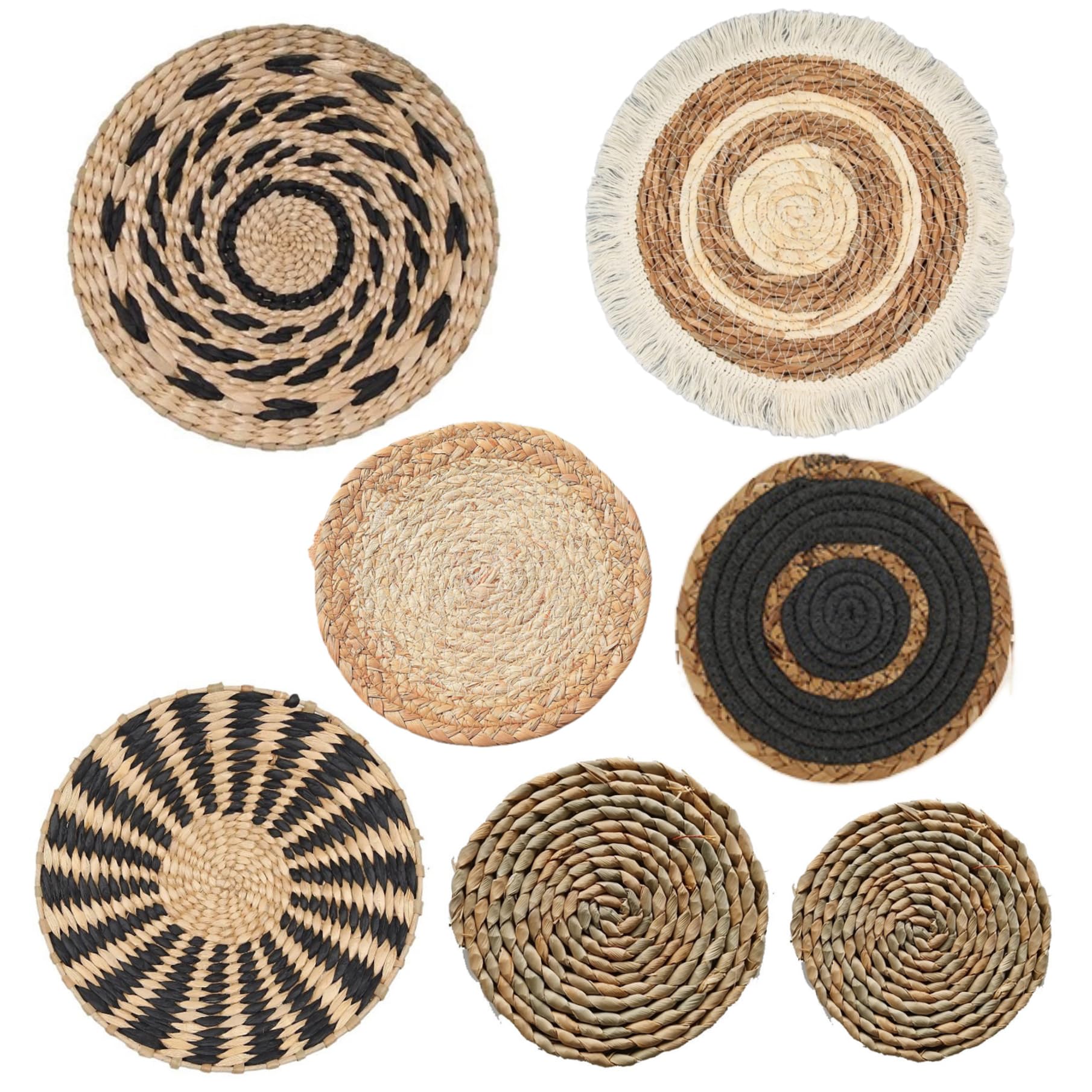 Paniers muraux Boho lot de 7 de tailles différentes pour décoration murale