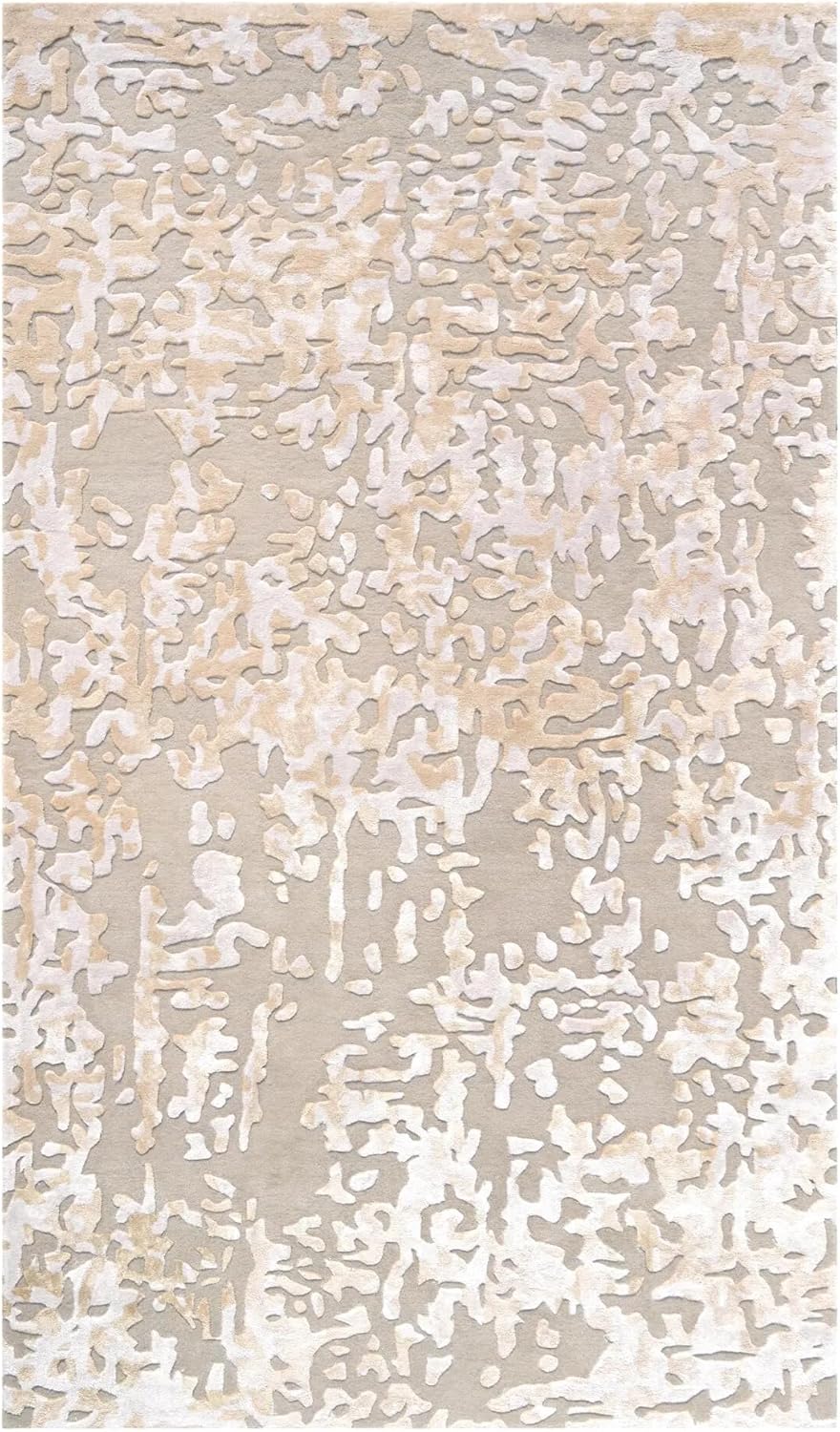 Hand Tufted Beige and Ivory Rectangular Wool 49 Pounds Modern Abstract Textured Living Room Area Rug 7.0x10.0
