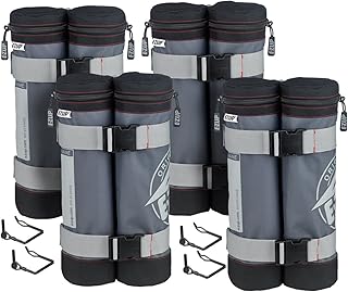 E-Z UP WB3GYBK4 Fillable Deluxe Set of 4, Holds up to 45 lbs. Each Weight Bags, Gray/Black