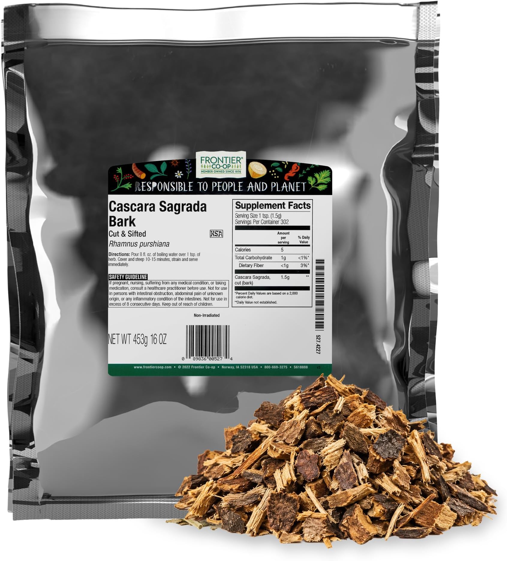 Frontier Co-op Aged Cascara Sagrada Bark, Cut & Sifted, 16oz