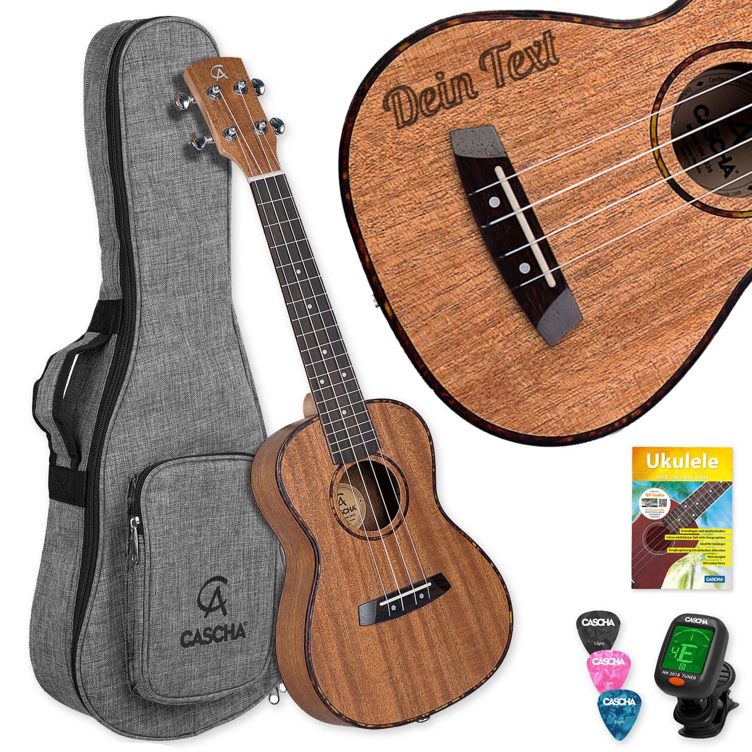 Cascha HH-2036 Konzert Ukulele Set mit personalisierter Gravur