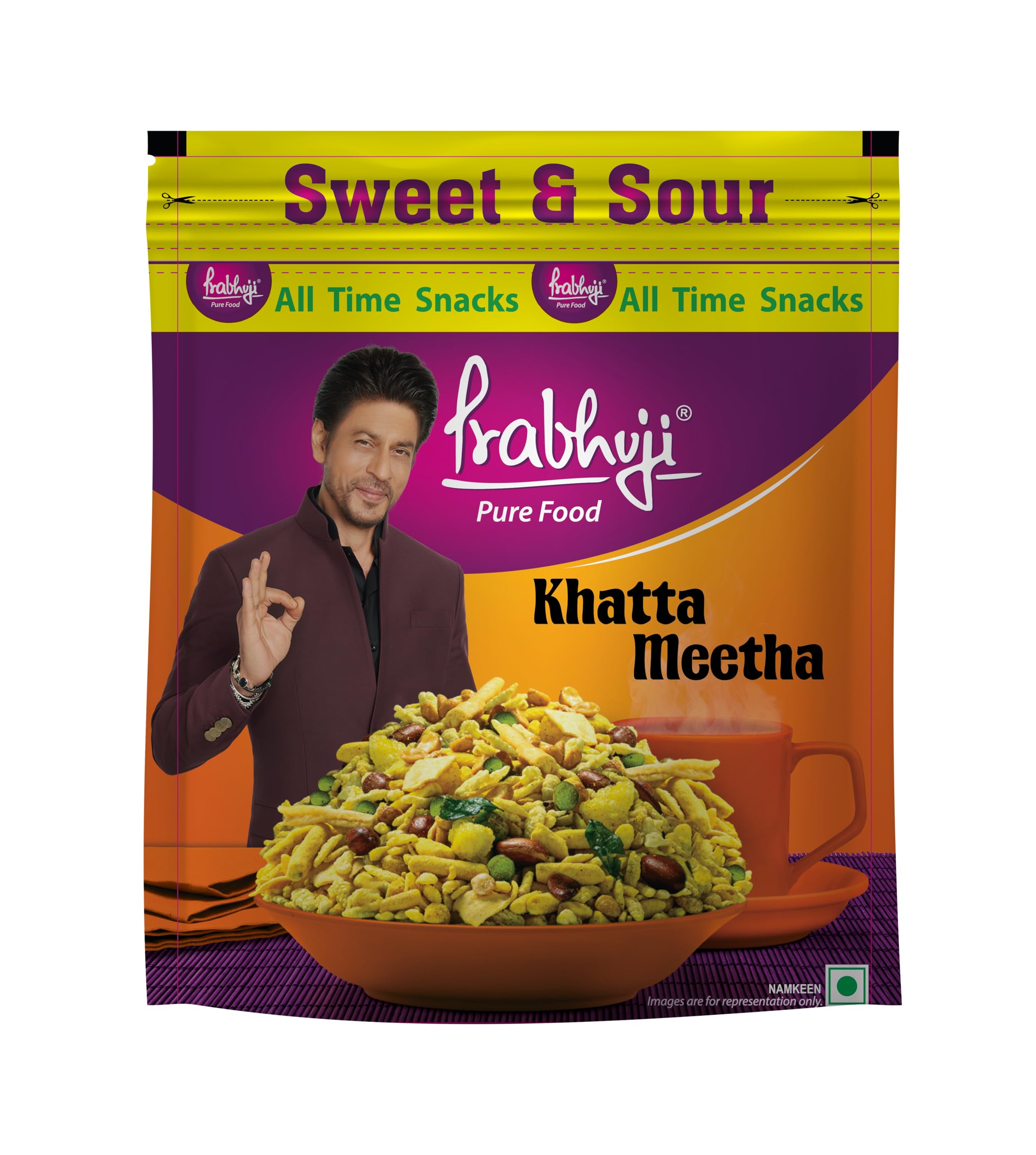 Prabhuji Pure Food Khatta Meetha Namkeen 400g | Sweet & Tangy Snack Blend with Crispy Sev, Peanuts & Flavourful Spices | Perfect Tea-Time Snack, Travel Munch & Anytime Craving Fix