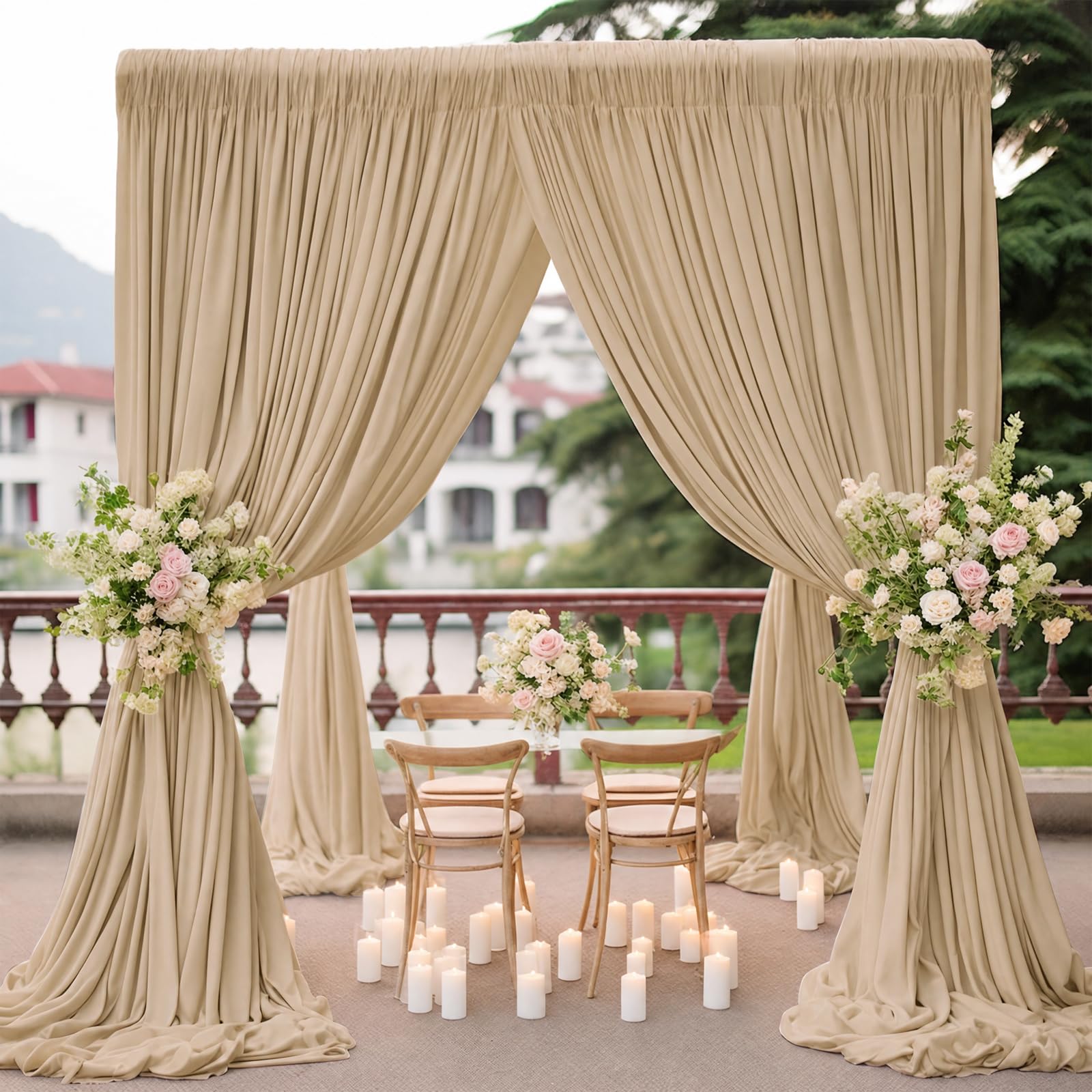 2 tende per sfondo, 150 x 300 cm, in poliestere, senza pieghe, per battesimo, matrimonio, compleanno, laurea, scuola, feste