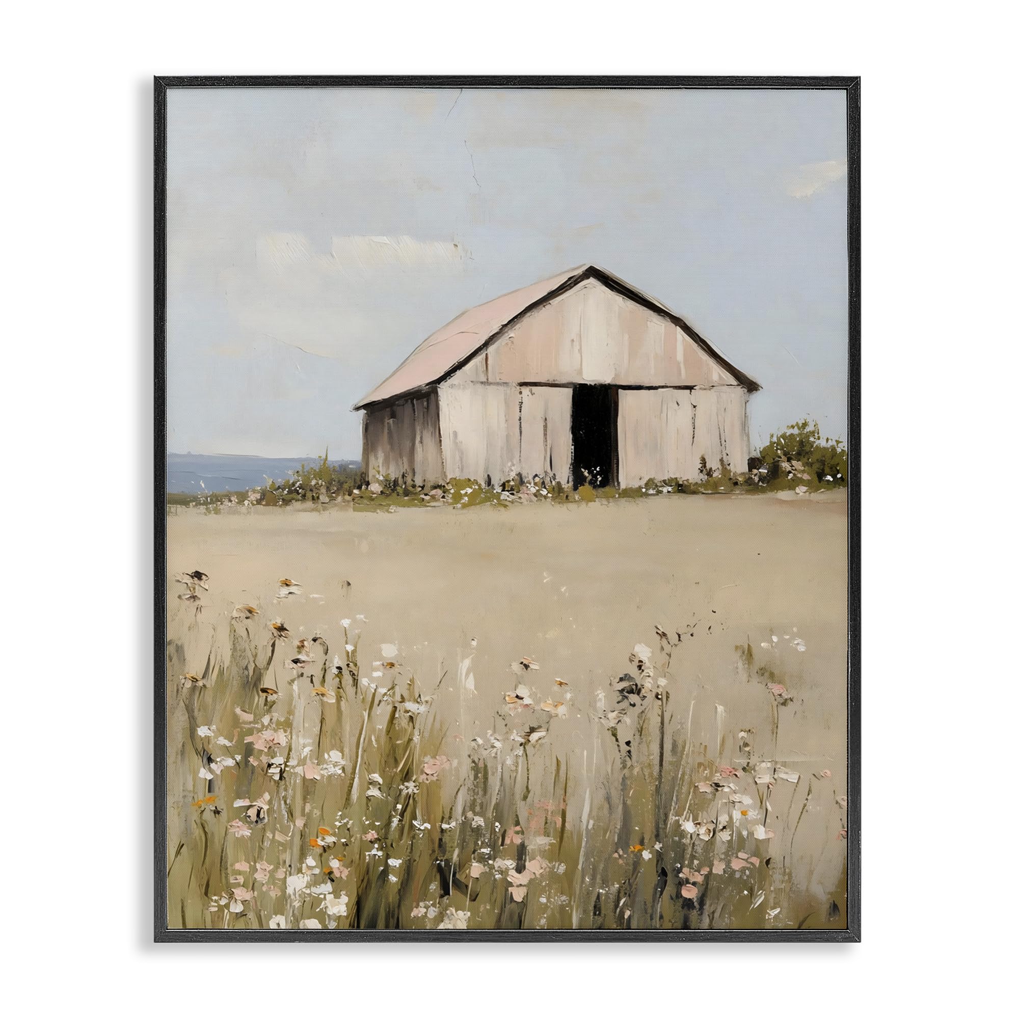 Décoration murale giclée Stupell Industries de rose de grange sous cadre gris de 50,8x40,6 cm