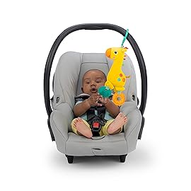 Bright Starts Safari Soother Rattle & Teether Toy for Stroller and On-The-Go - Giraffe - Unisex, Newborn +