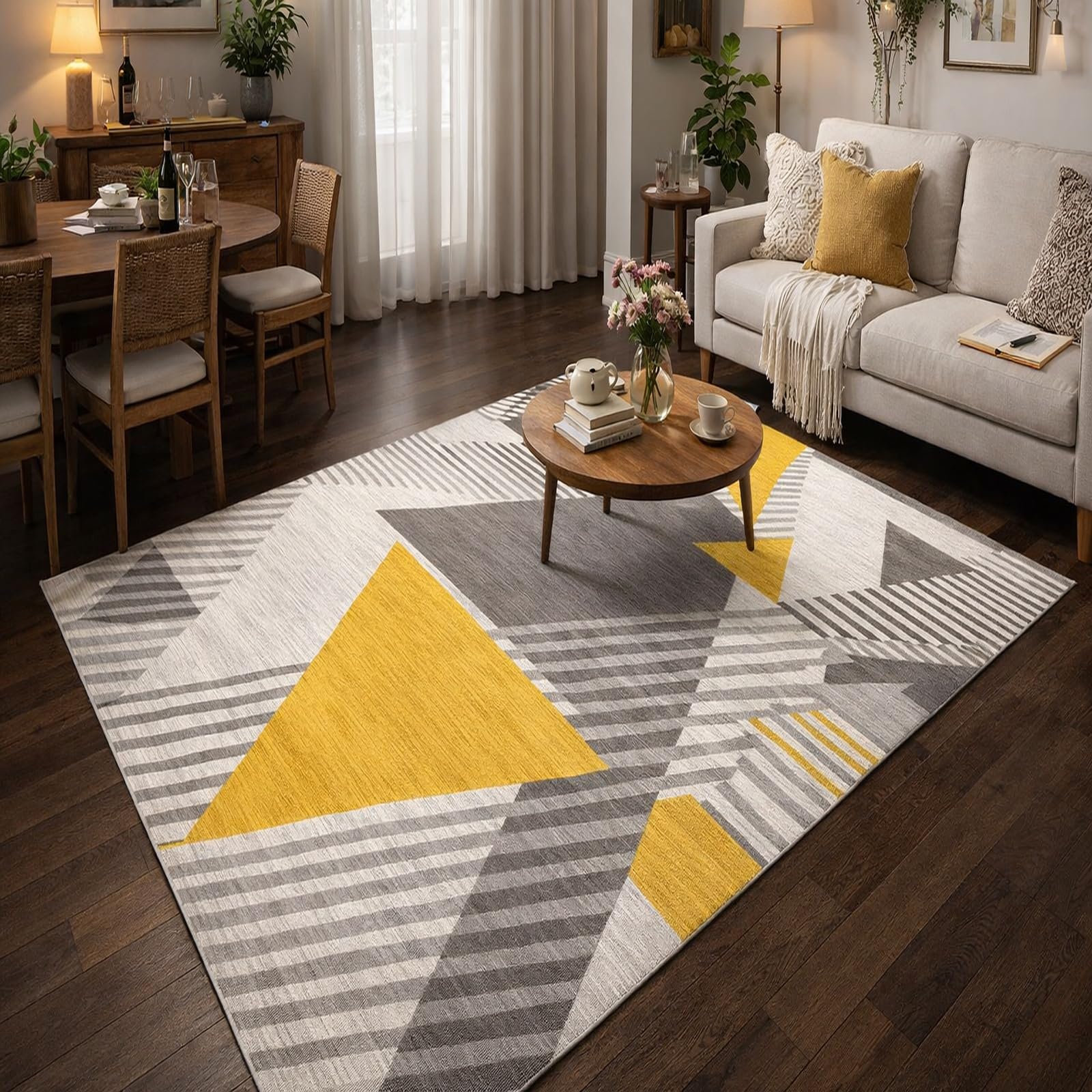 Tapis rectangle salon facile à nettoyer contre les taches du quotidien