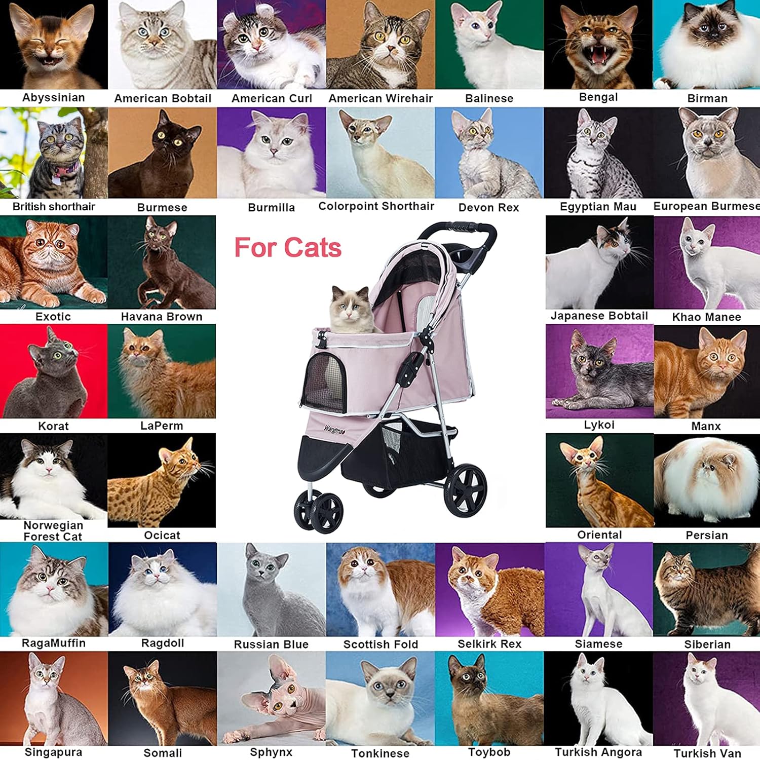 HRKIM Pet Stroller, Cat Dog Stroller with Storage Basket Foldable Lightweight Dog Carrier Trolley Jogging Stroller : Pet Supplies
