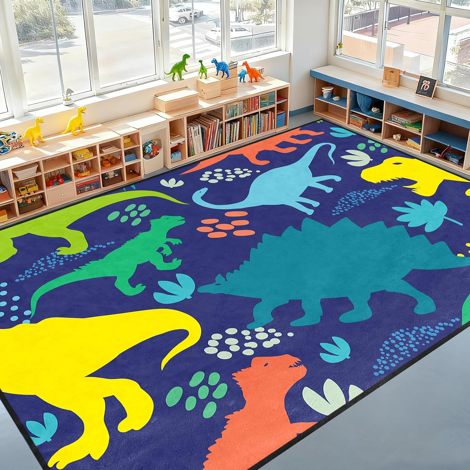 Dinosaur Rug 6'x8' - Dinosaur Rugs for Boys Bedroom Cartoon Dino Rug for Boys Room, Kids Rugs Bedroom Boy Dino Carpet Colorful Living Room Large Area Mat