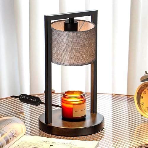 Miniatura 9 de Dexnump Lámpara calentadora de velas con 2 bombillas, calentador eléctrico para velas en frascos, lámpara totalmente regulable, portavelas