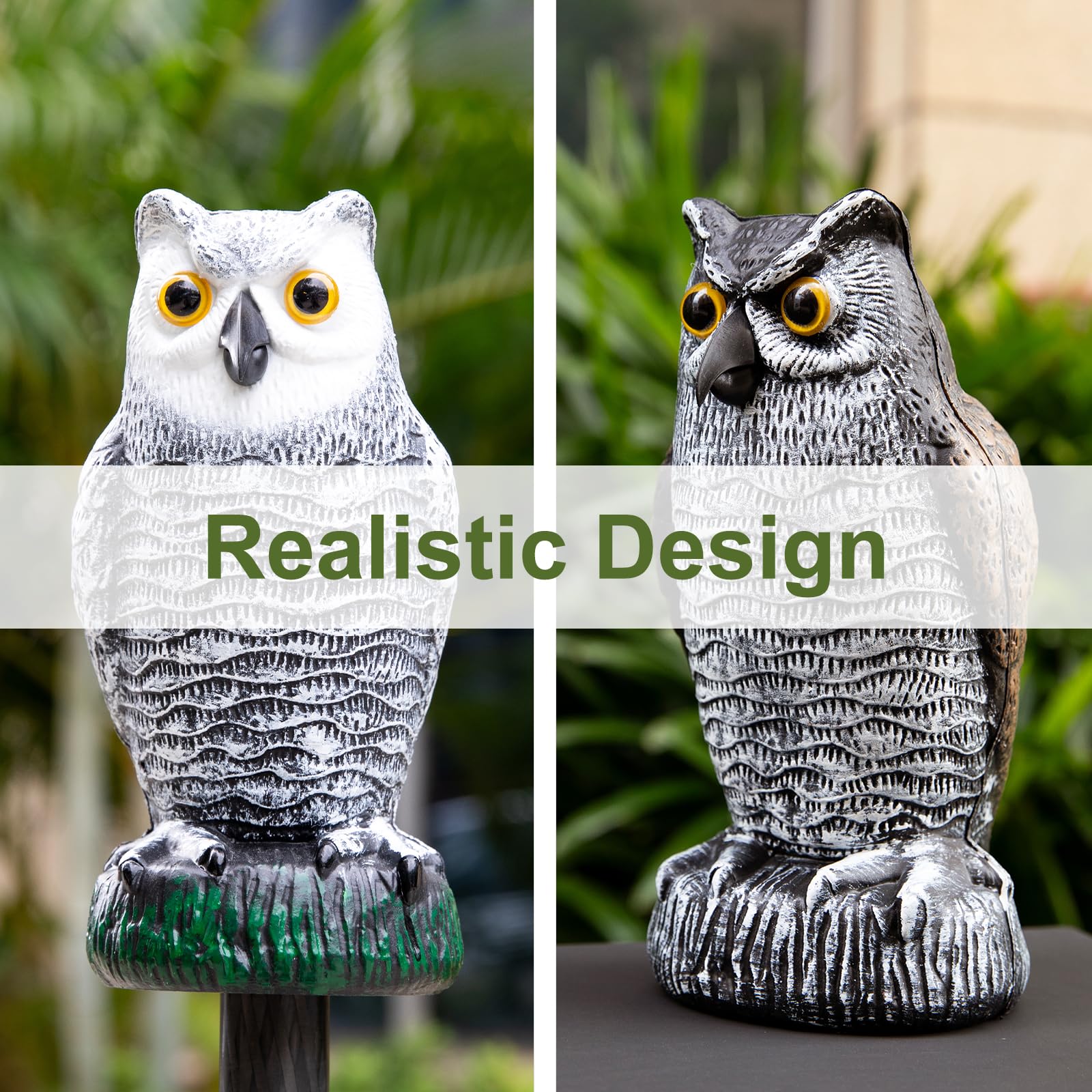 OFFO Pigeon Deterrent,Owl Decoy to Scare Birds Away,Bird Scarers for Gardens,Natural Bird Deterrent Devices for Outdoor Garden,Yard - Image 2