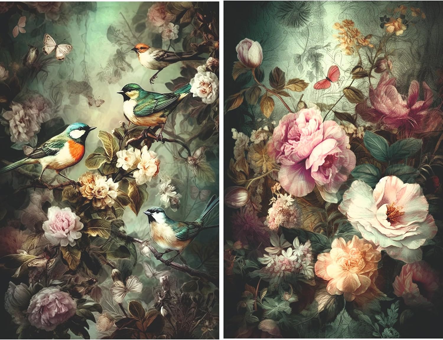Vintage Birds Rice Paper, 8 x 10.5 inch (6pc) - Mulberry Paper for Decoupage Scrapbooking Cards Crafts by Craft Kreatively