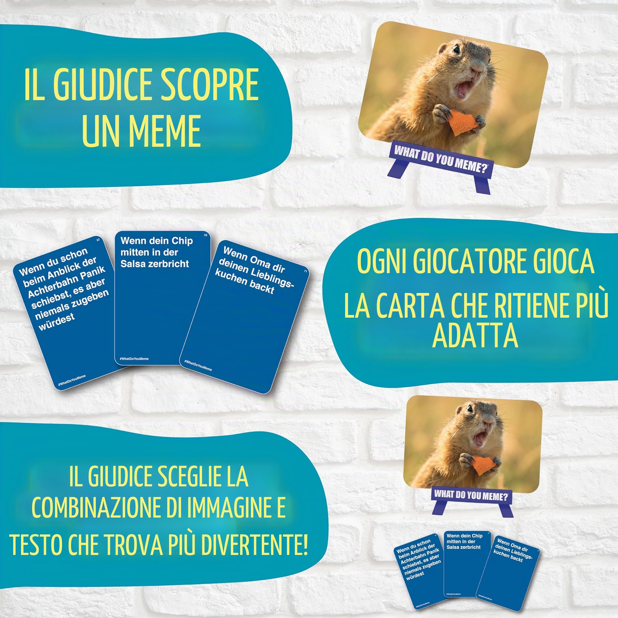 HUCH! | 882592 | What DO You Meme? Family | edizione tedesca gioco di famiglia | gioco per feste | per 3-20 giocatori a partire dagli 8 anni | con molti nuovi meme per un divertimento ancora più