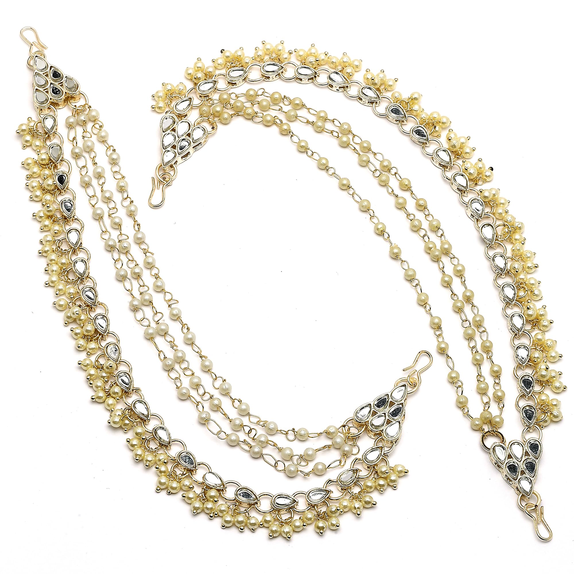 ZENEME Women's Golden Gold Plated Long Hair Chain Jewellery Earring