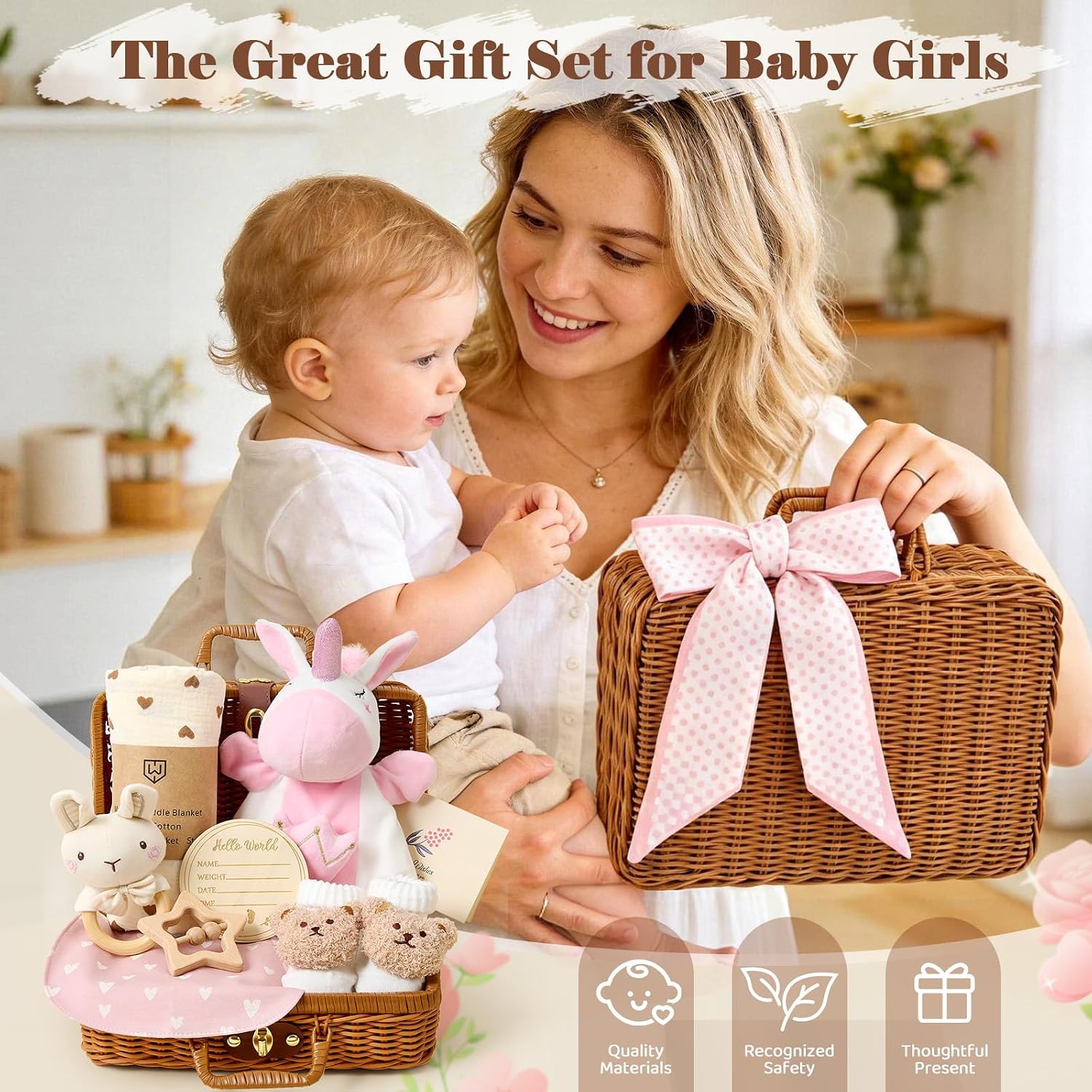 Golray Baby Shower Gifts for Girls, Newborn Baby Gift Basket Set