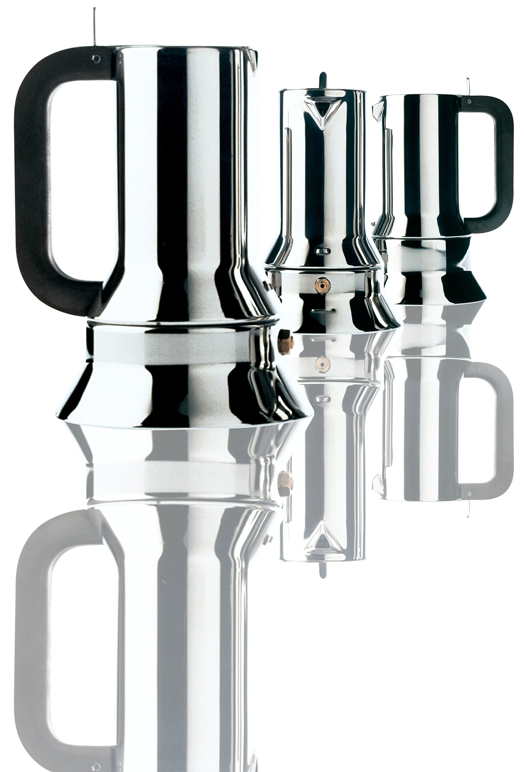Alessi 9090/3 Caffettiera con Fondo a Induzione di Design in Acciaio Inox, 3 Tazze, 15 centilitri & 19660 9090 Valvola Sicurezza
